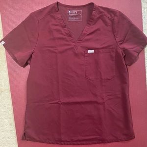 Figs Catarina Scrub Top - Burgundy Medium